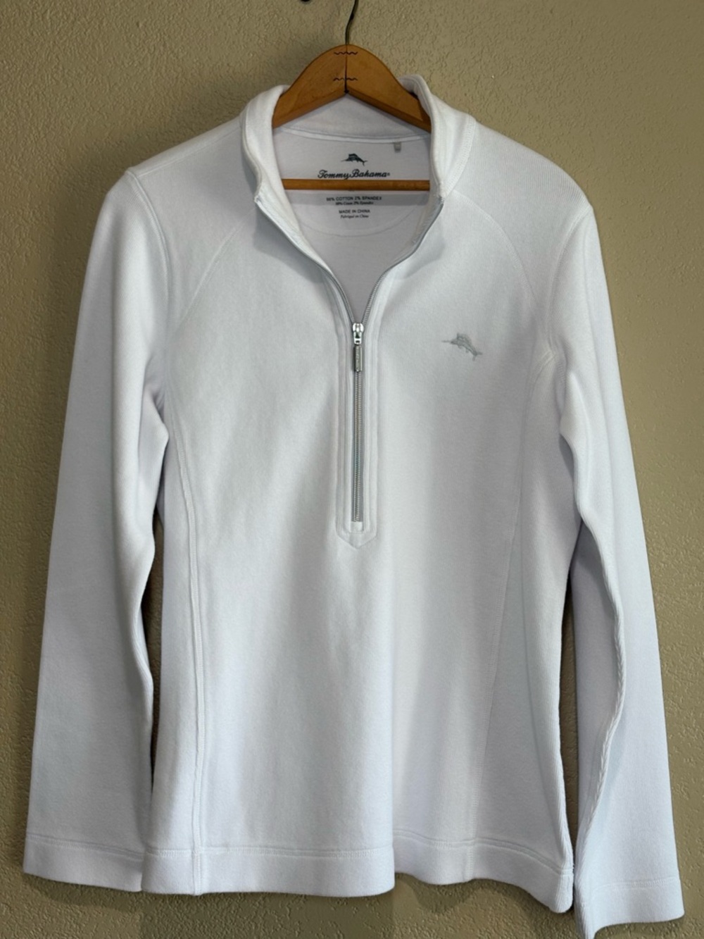 Tommy Bahama White Half-Zip Pullover Sweater